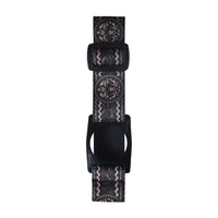 The Freestyle Libre 2 Armband with a decorative black and white pattern, showcasing the adjustable strap and sensor holder.