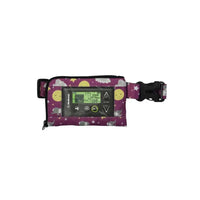 Insulin pump belt with window for kids in cute design, adjustable for secure fit.