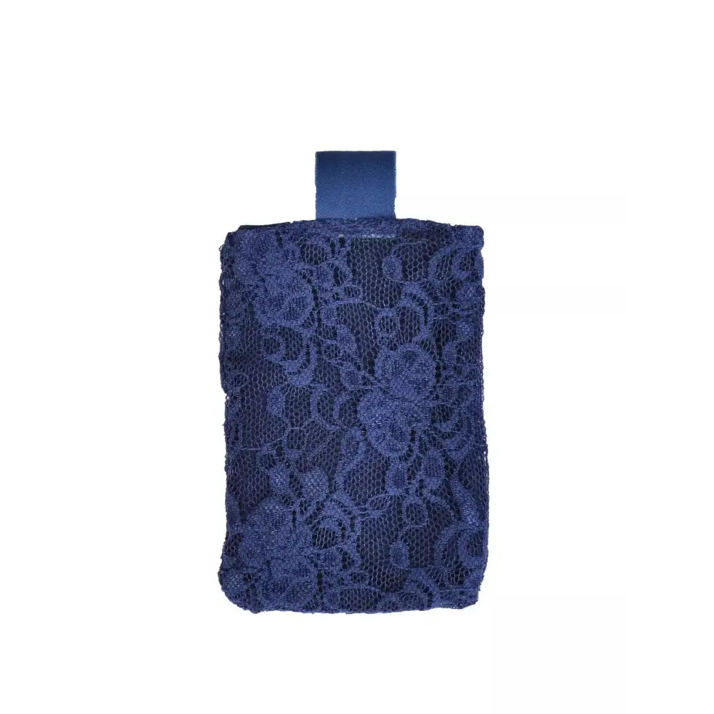Lace bra pouch for insulin pump in blue, designed for women with type 1 diabetes.