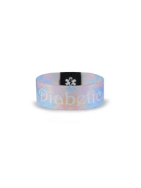 Reversible Diabetes Awareness Wristband in summer colors with "Diabetic" text.